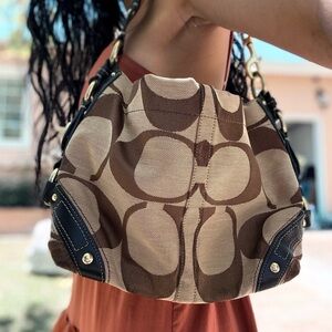 Coach Brown and Tan Shoulder Bag